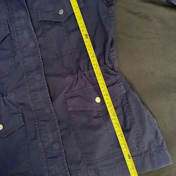 Tommy Hilfiger Utility Jacket Navy Blue Zipper Closure Snap Button Pocket sz M - Picture 12 of 12